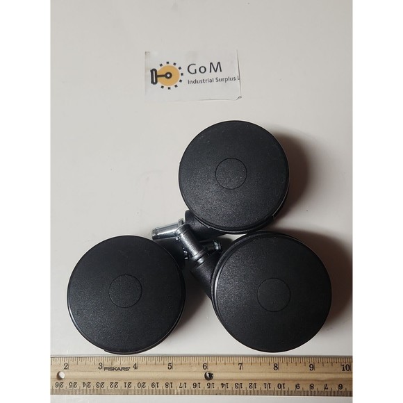Large office Caster Wheel Swivel Stem black 3" replacement  polymer set of 5 - Picture 1 of 4